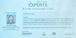 Dr Lynette addressed the topic – ‘Role of SERD in optimal sequencing of endocrine therapy for HR-positive Breast Cancer – A cased-based discussion.